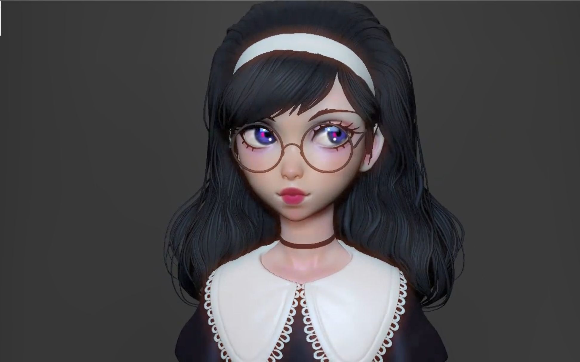 3d建模眼镜女孩3d建模zbrush加速雕刻
