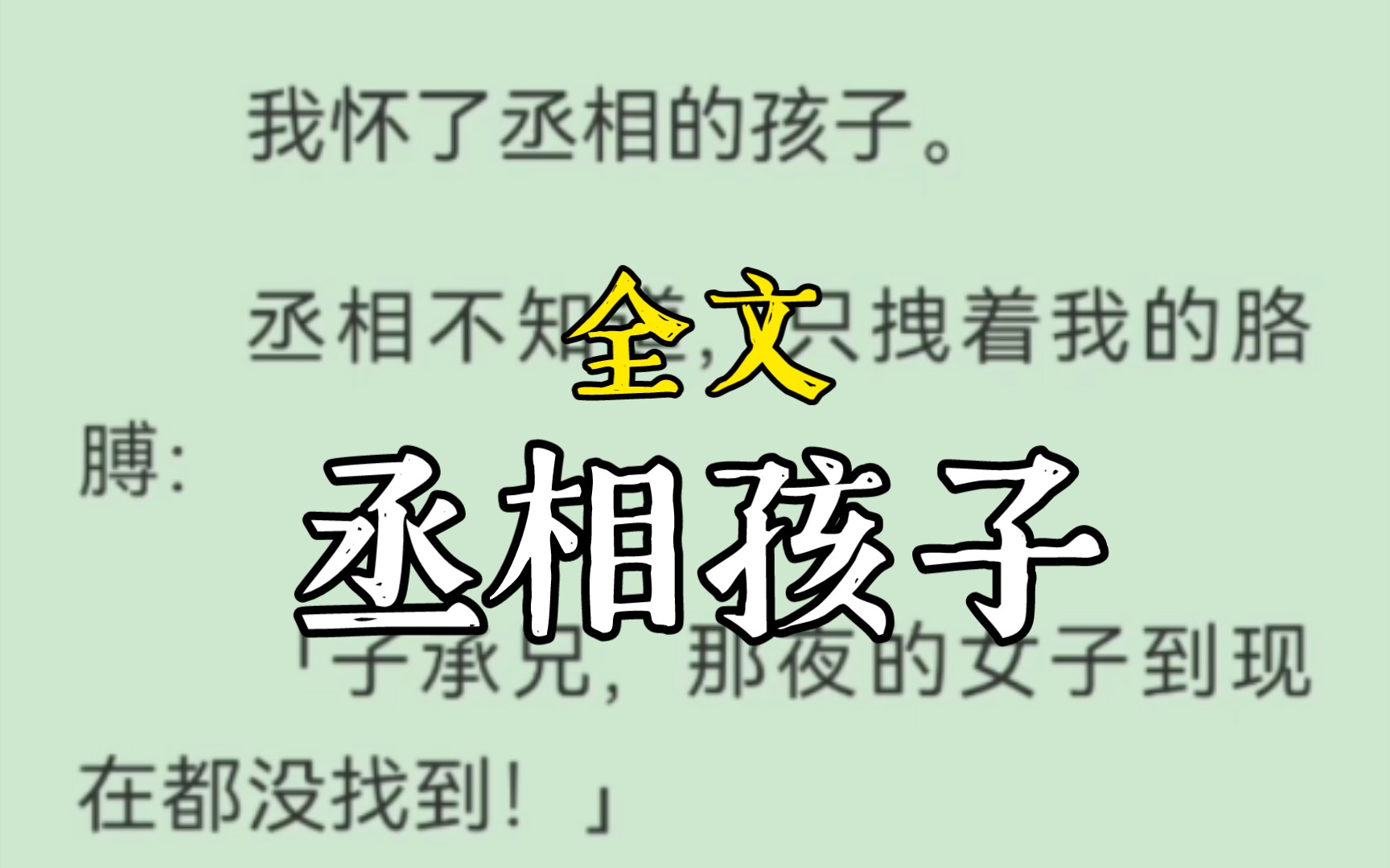 我怀了丞相的孩子.丞相不知道,只拽着我的胳膊:「子承兄,那夜的女子到现在都没找到!」「哦.」「我好害怕她哪天突然带着孩子找上门让我负责啊 ...