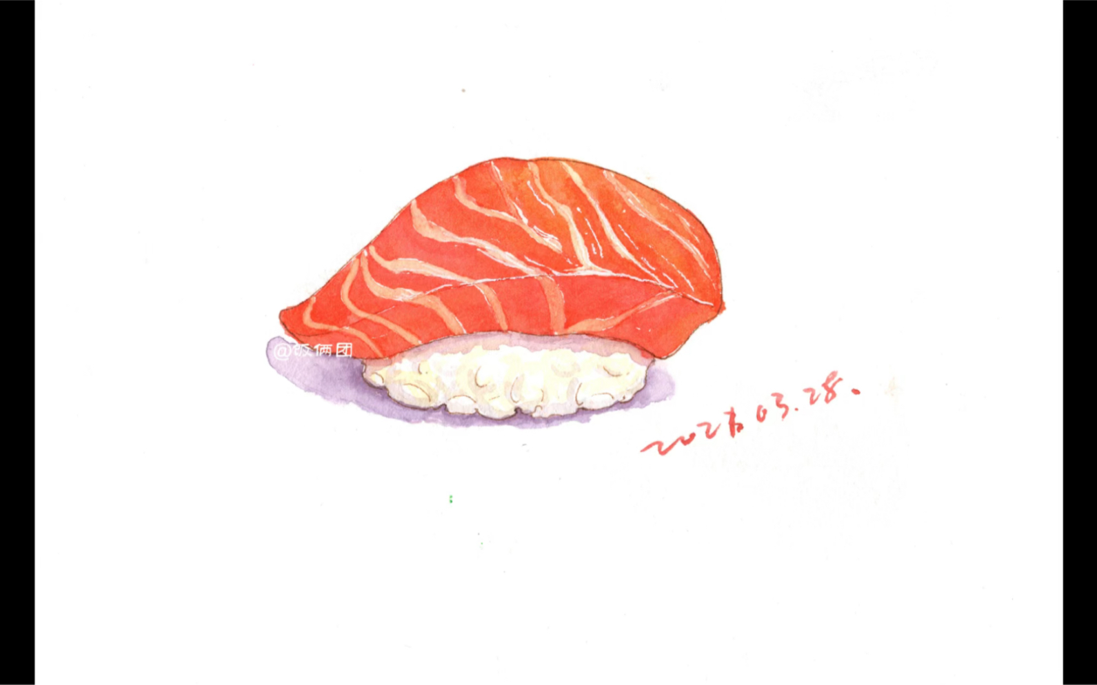 手绘水彩三文鱼寿司_哔哩哔哩 (゜-゜)つロ 干杯~-bilibili
