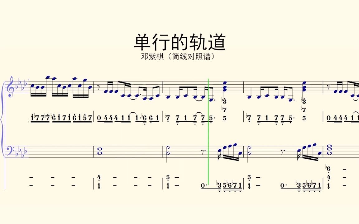 钢琴谱:单行的轨道邓紫棋(简线对照谱)哔哩哔哩bilibili