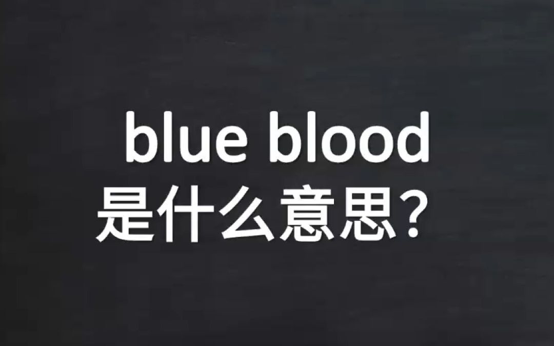 blue blood是什么意思?哔哩哔哩bilibili