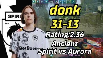 Download Video: Spirit donk 对阵 Aurora rt:2.36 (遗迹Ancient) | 2024.05.16 | CS2 POV/DEMO