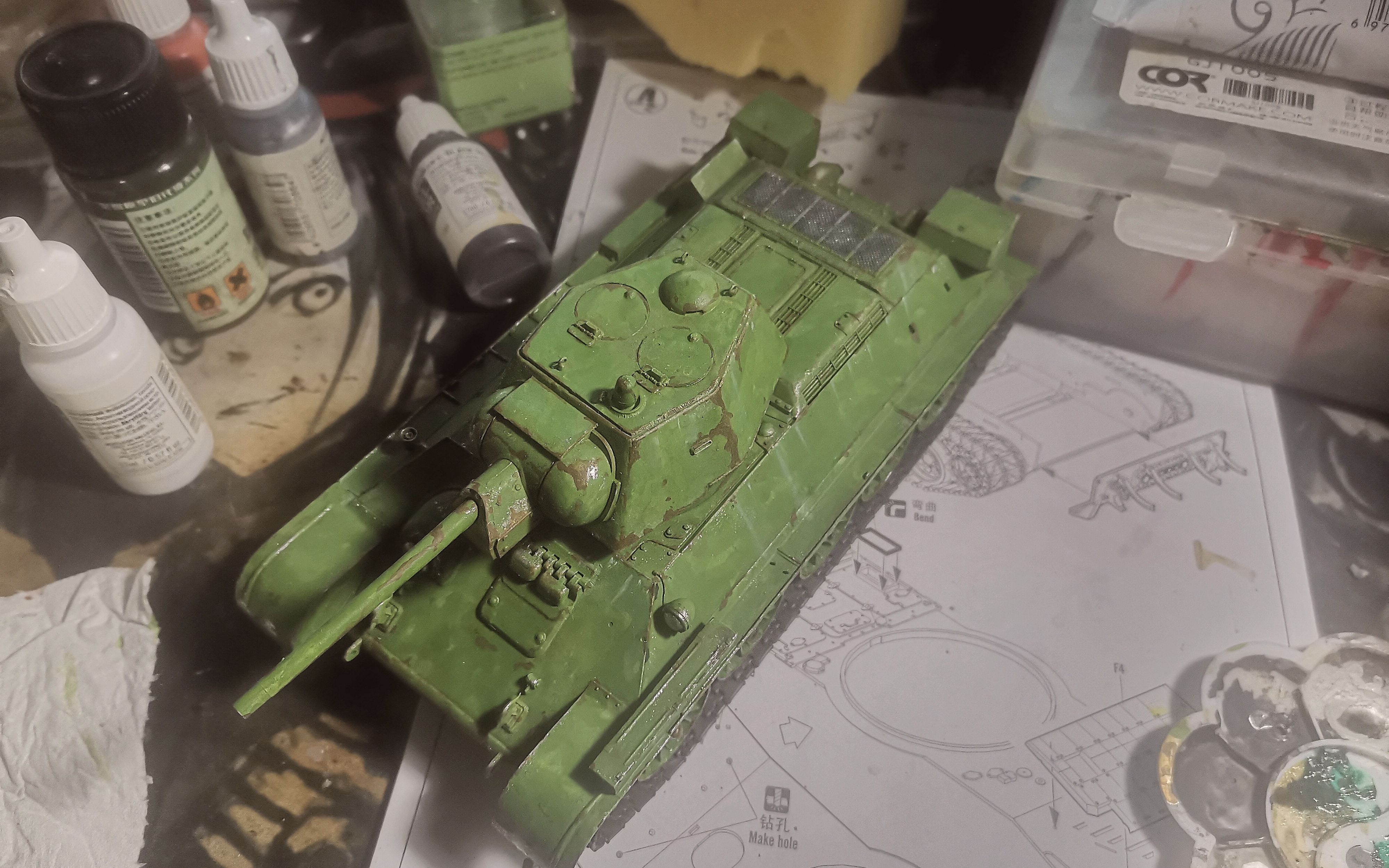 [坦克模型] 1/35 田宫t-3476手涂练习_哔哩哔哩_bilibili