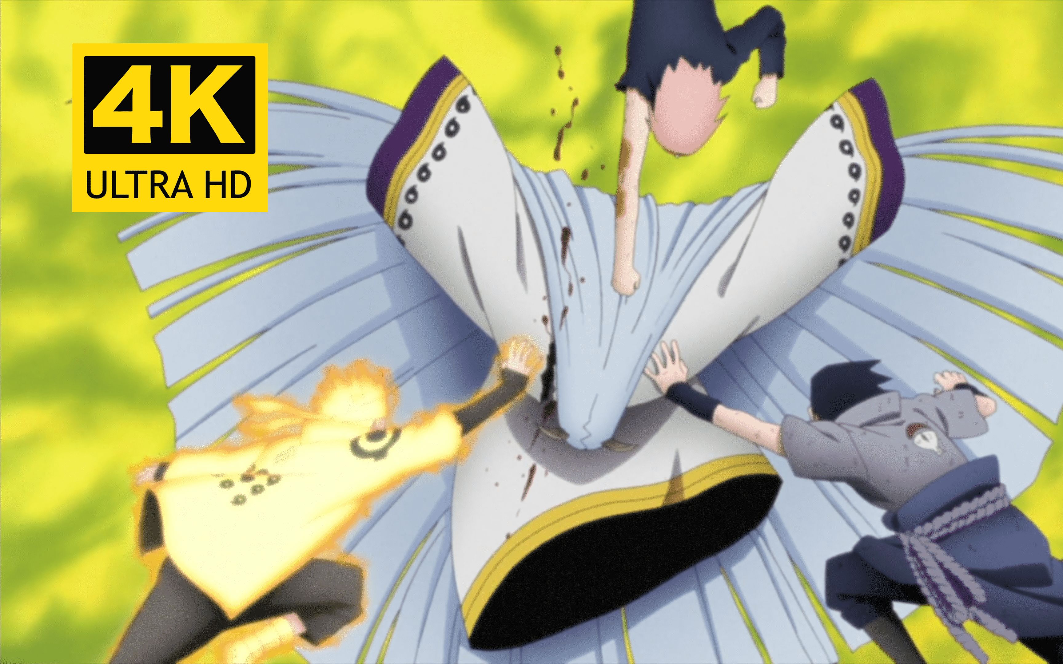 【4k60帧】六道鸣人&轮回眼佐助&百豪樱&须佐卡卡西vs大简木辉夜 火影