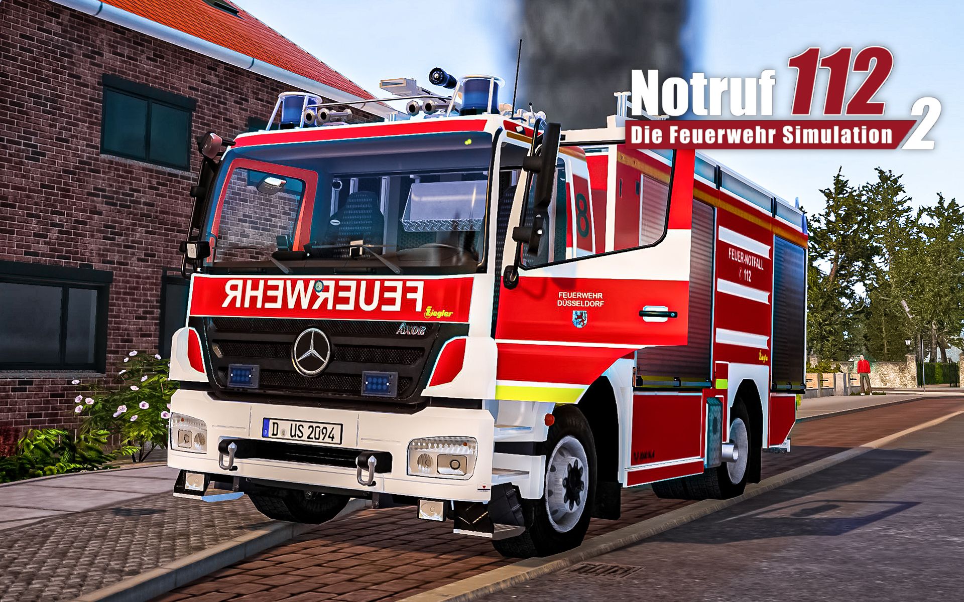 紧急呼叫112-消防模拟2 #7:驾驶奔驰axor消防车前去扑灭垃圾桶火灾