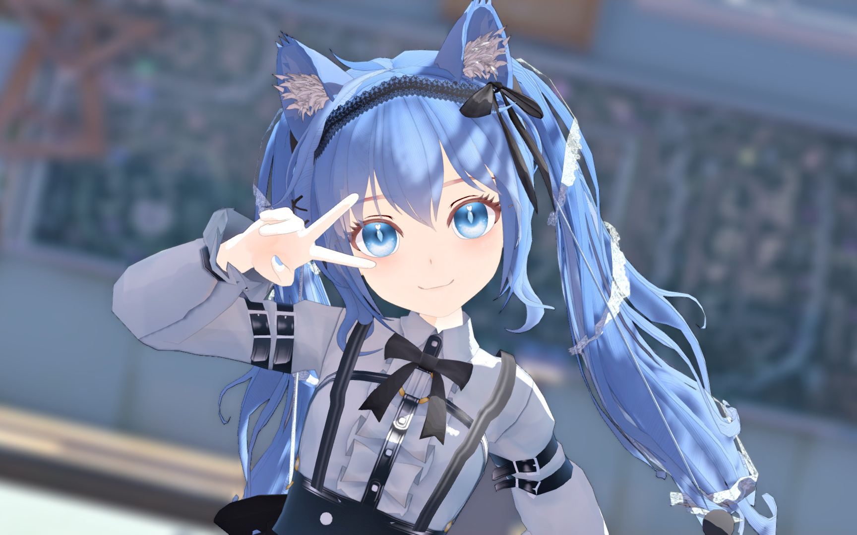【初音未来mmd/2d向渲染】蓝莓莓喵本喵-[薛定谔的小猫]_哔哩哔哩