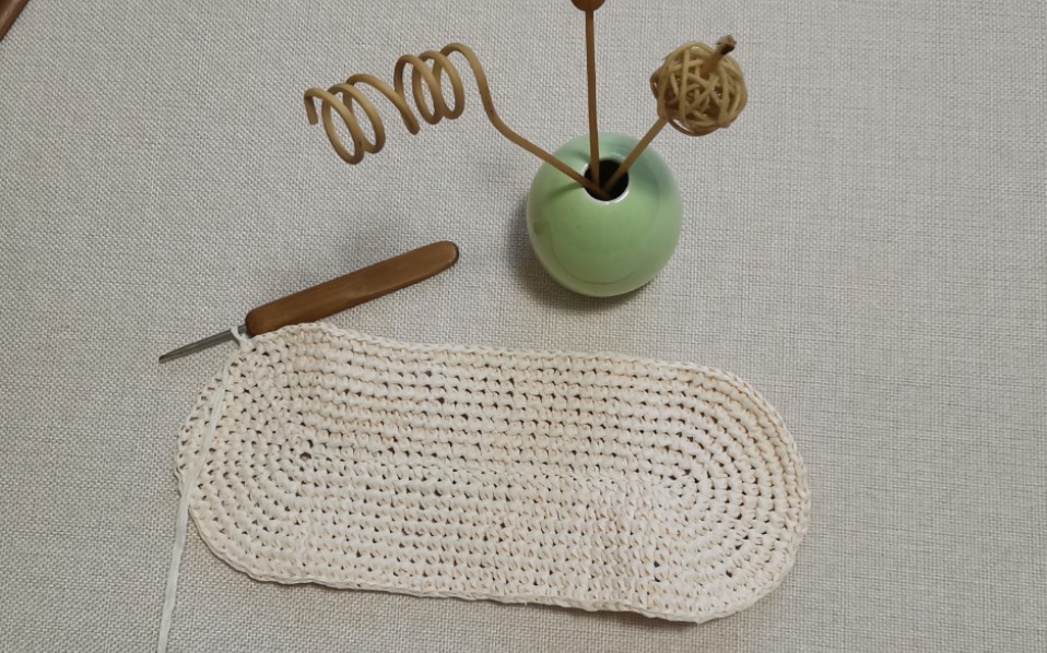 爱尚丽织手作拉菲草短针椭圆形包底钩针编织