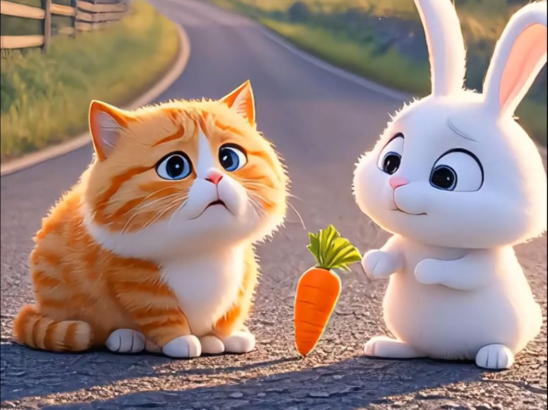 小猫咪和小兔子成为了好朋友