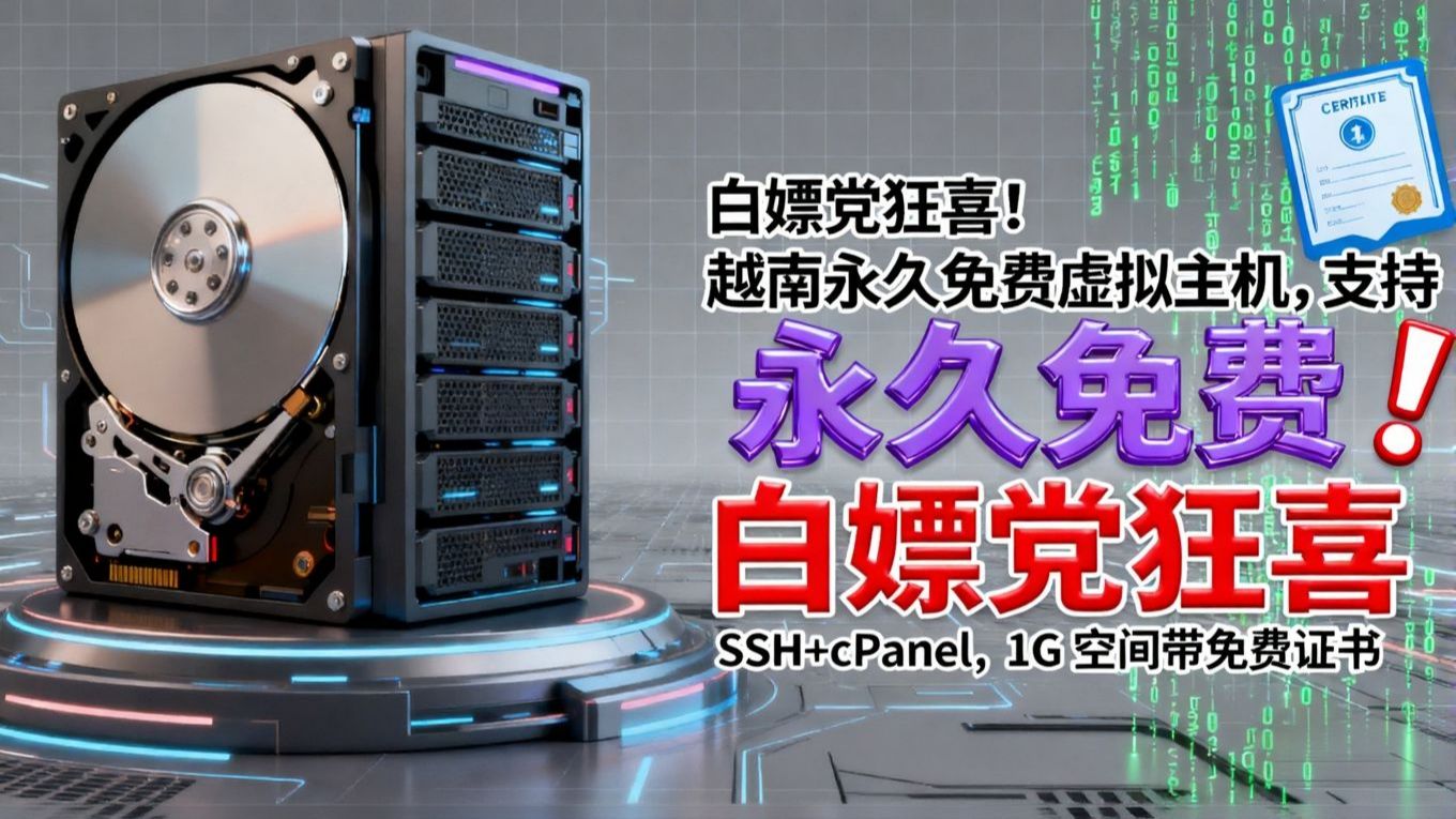 永久免费无套路!越南虚拟主机支持 SSH+cPanel,还送免费证书