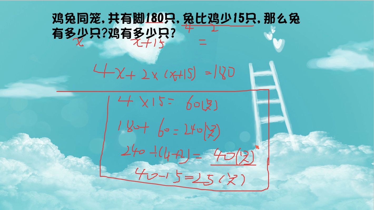 【鸡兔同笼典型例题】,小学数学典型题目哔哩哔哩bilibili