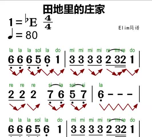 田地里的庄稼歌词歌谱图片