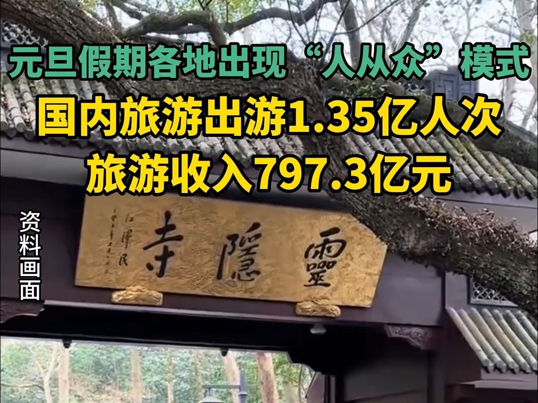 元旦国内出游1.35亿人次旅游收入797.3亿元哔哩哔哩bilibili