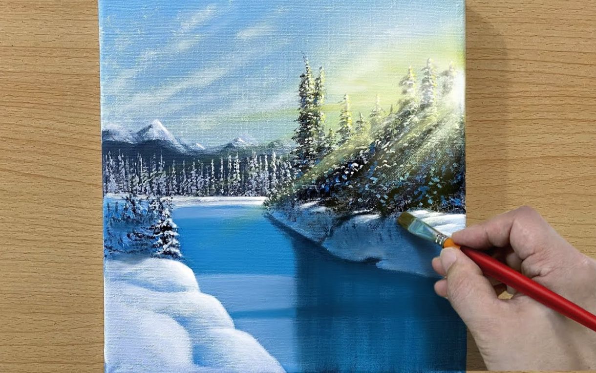 【丙烯画【新手向【中字】冬景-winter scenery acrylic painting