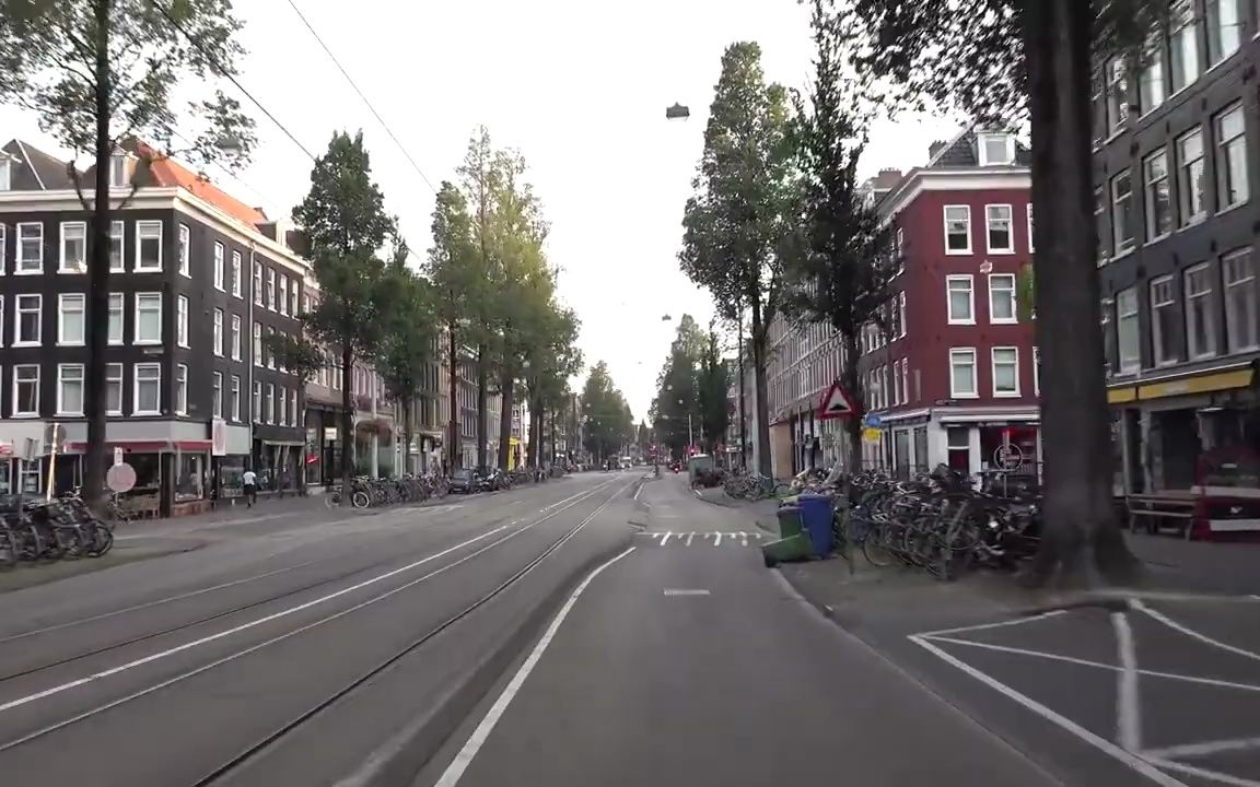 荷兰街景 cycling through the streets of amsterdam netherl