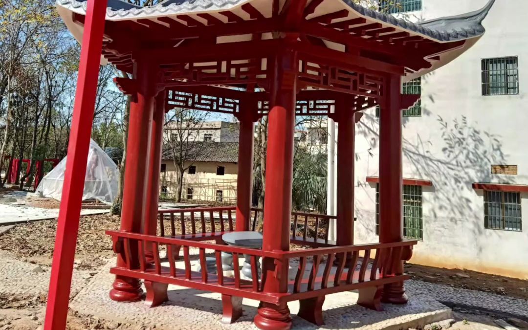 户外六角凉亭新农村广场安装效果,公园景区仿古亭牢固又好看