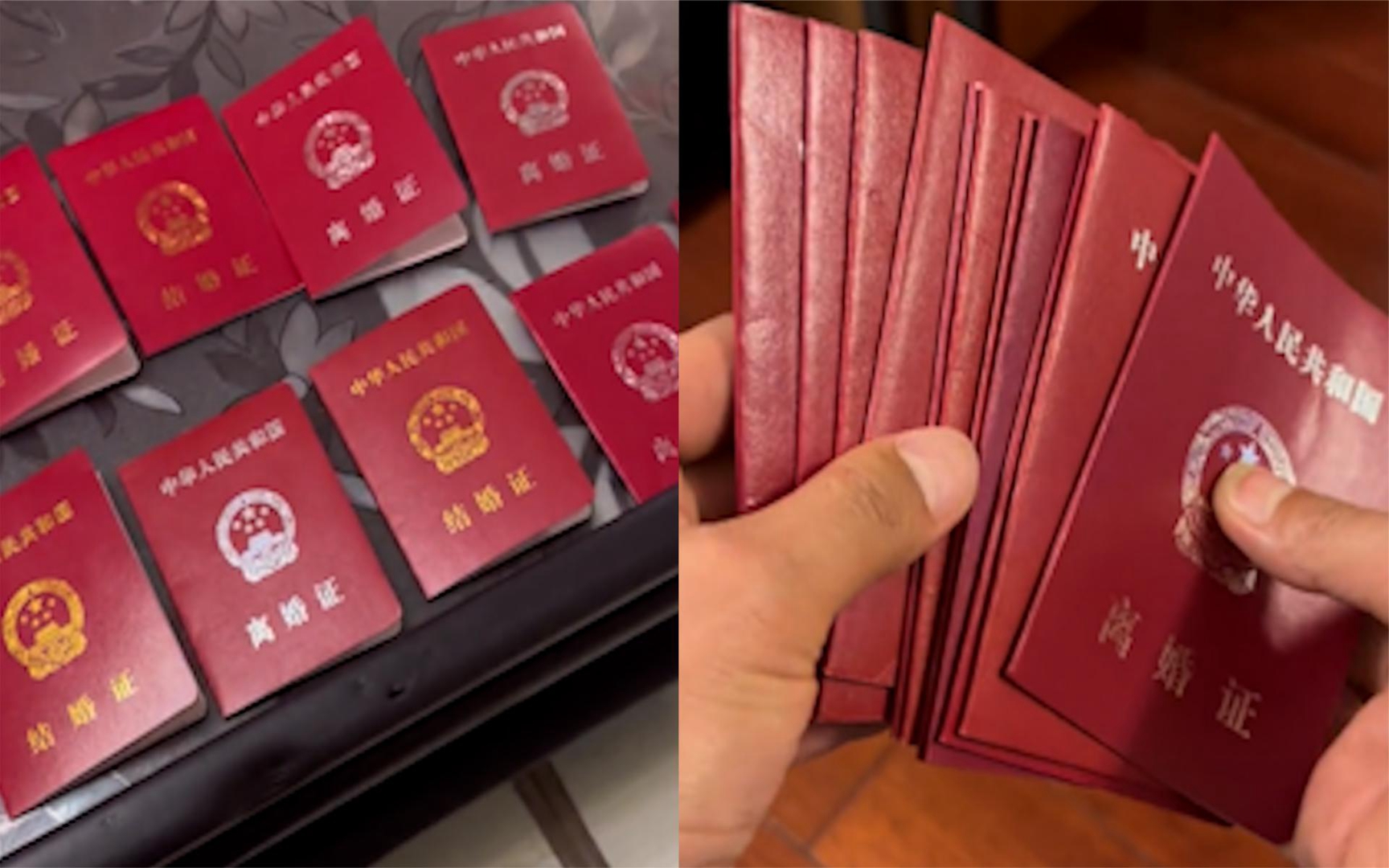 27岁男子晒一堆结婚证和离婚证,9结8离惊呆网友:每个女友有名分