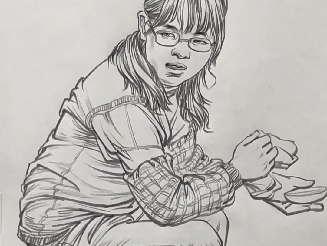 洗碗工速写,速写创作单人模版置换套用,速写衣纹,速写线性