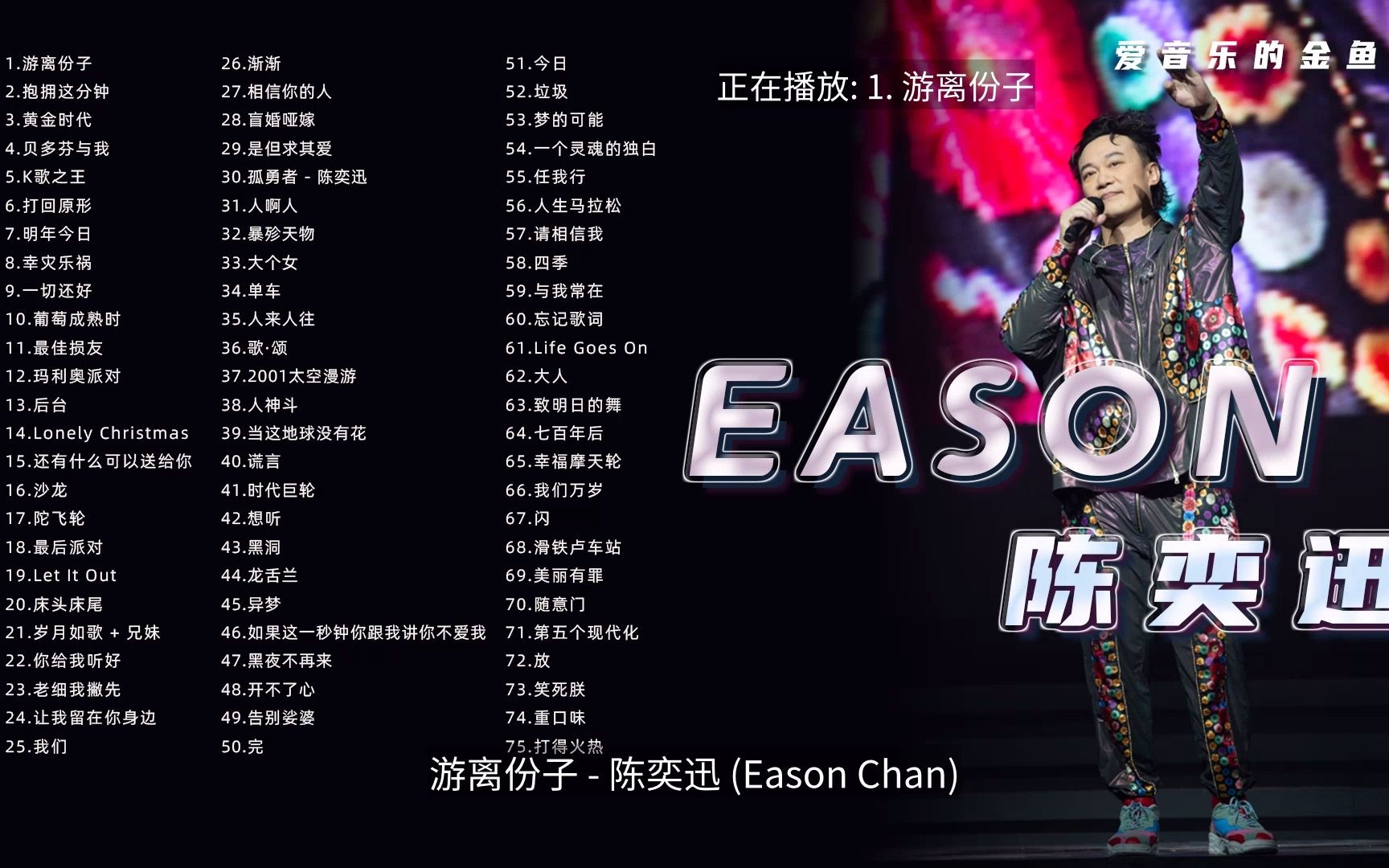 [图]Eason【 陈奕迅】香港红馆演唱会歌单 带歌词