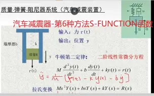 Download Video: 汽车减震器(质量-弹簧-阻尼二阶微分系统)-第6种方法S-FUNCTION函数