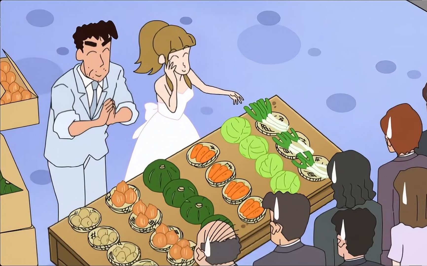 蜡笔小新:狭志最离谱的结婚现场,居然让宾客买些蔬菜回去