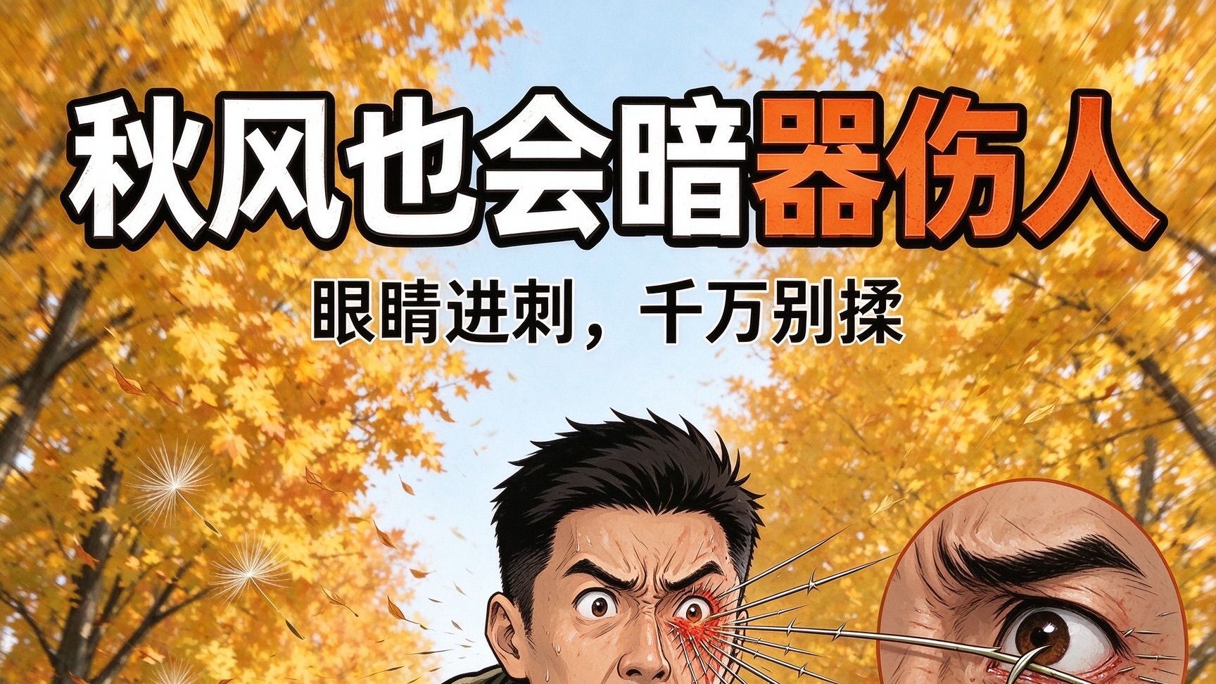 男子骑车眼睛扎进近百根刺秋天的风会“暗器伤人”