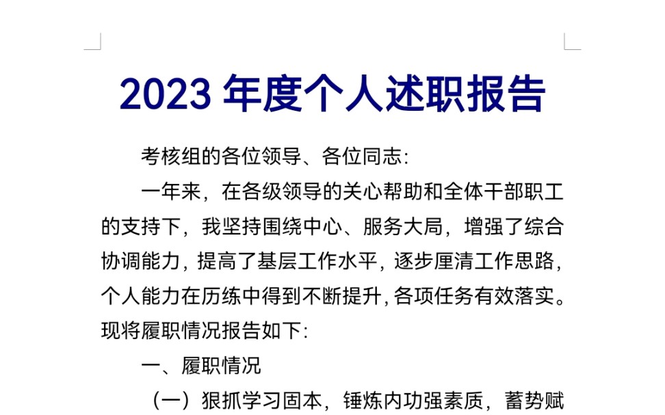 2023年度个人述职报告哔哩哔哩bilibili