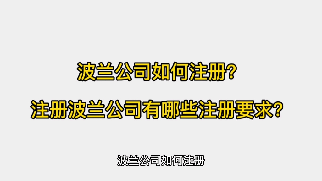 波兰公司如何注册?注册波兰公司有哪些注册要求?哔哩哔哩bilibili