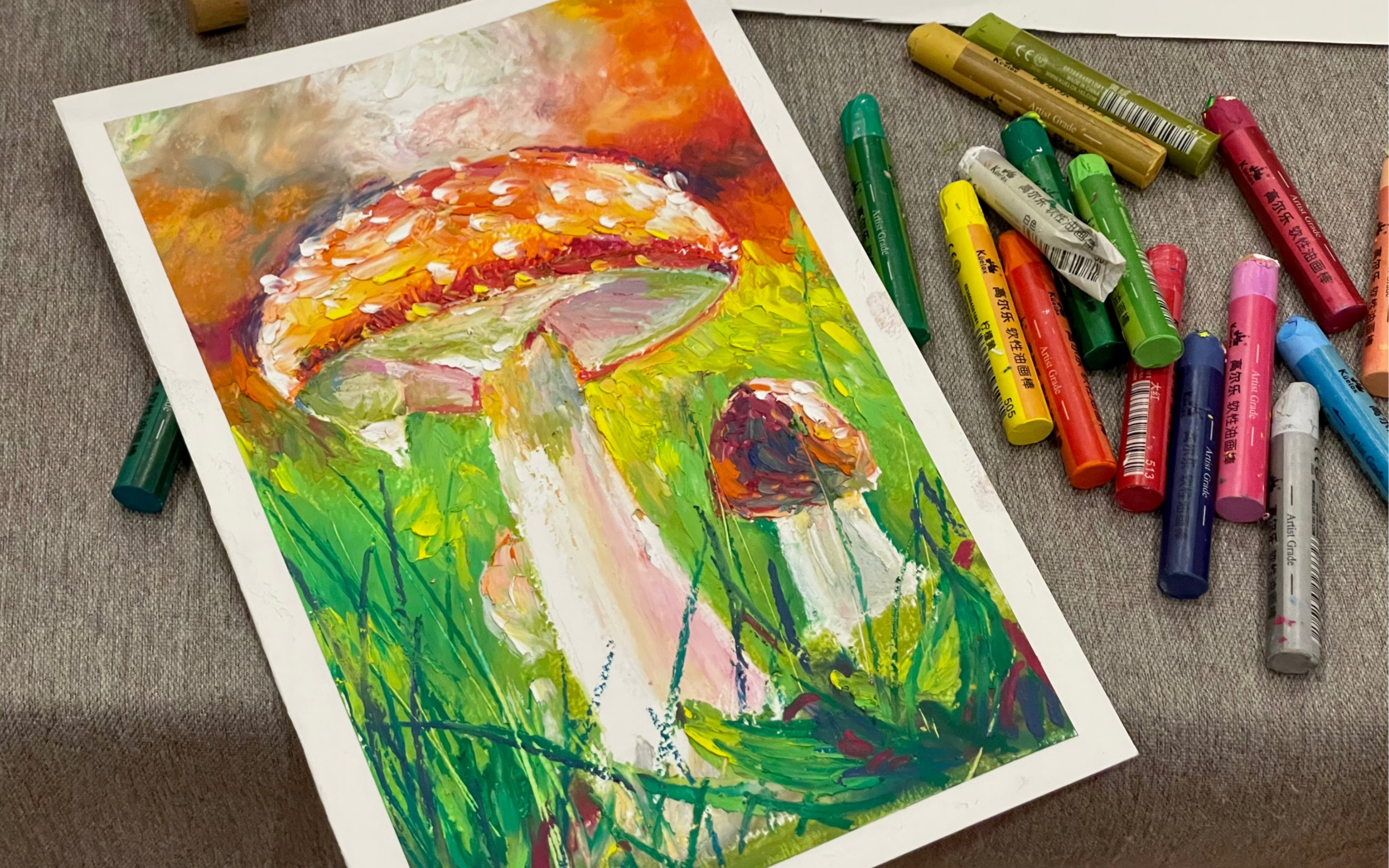 【油画棒手绘】一分钟看懂如何画一张色彩鲜艳的毒蘑菇 | 全程录制