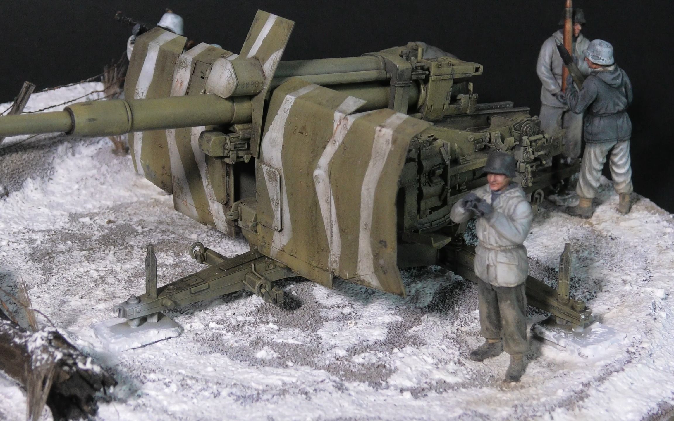 威骏模型 1/35 二战德军88mm L71防空炮 1944冬季战场场景模型制作哔哩哔哩bilibili