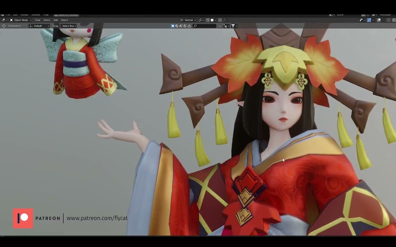 【blender】-决战平安京-建模,绑定,低模_哔哩哔哩_bilibili