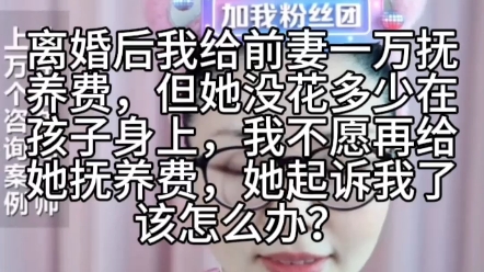 离婚后我给前妻一番抚养费,但他没花多少在孩子身上,我不愿意再给他抚养费,他起诉我了该怎么办?哔哩哔哩bilibili