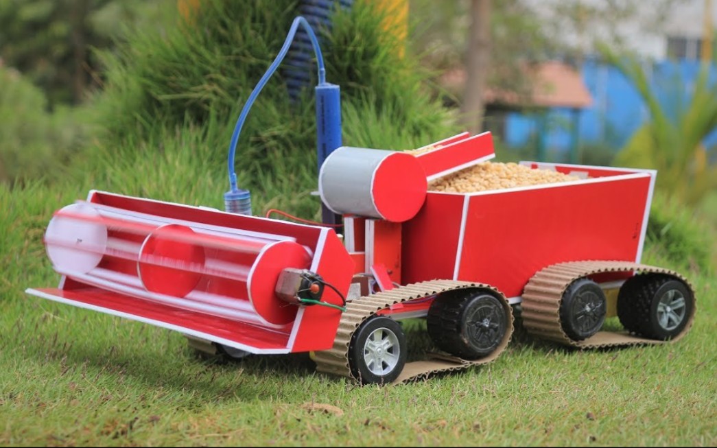创意手工迷你收割机,装粮食,收割都超厉害