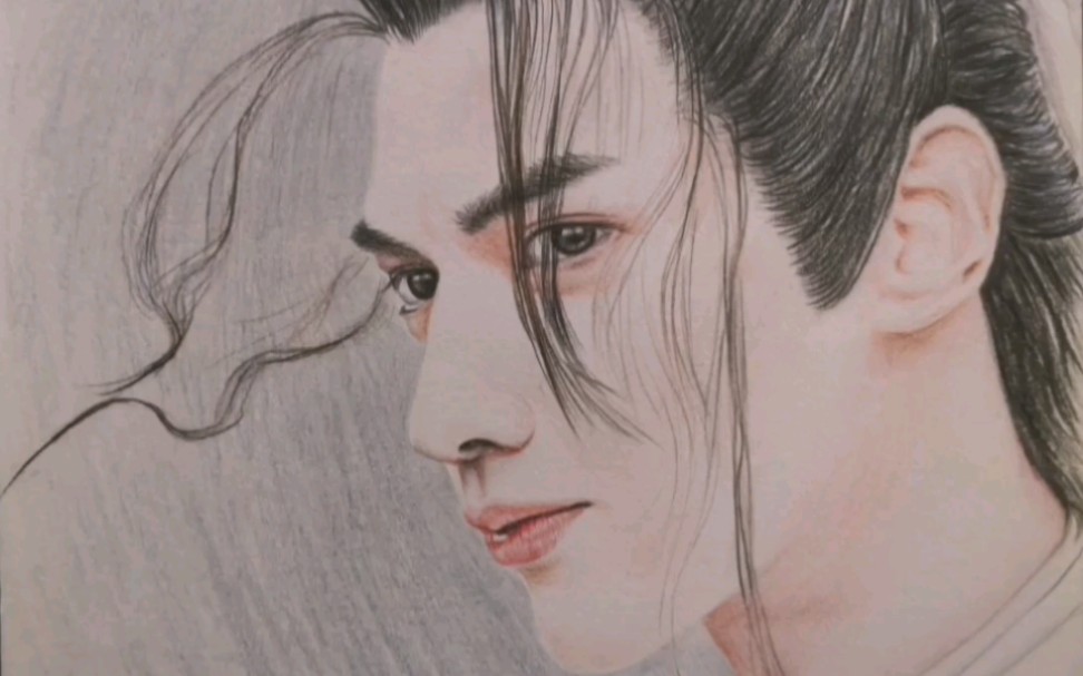 自学手绘彩铅人像润玉仙温柔的眼神啊