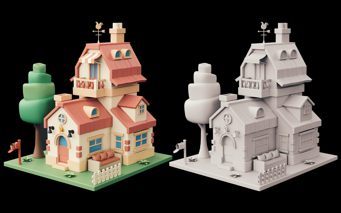 【3dmax教程】卡通场景建模 3dmax简单场景模型案例制作教程!