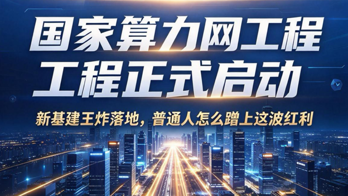 国家算力网工程正式启动：新基建王炸落地，普通人怎么蹭上这波红利# 国家算力网 #东数西算 #新基建 #AI 创业