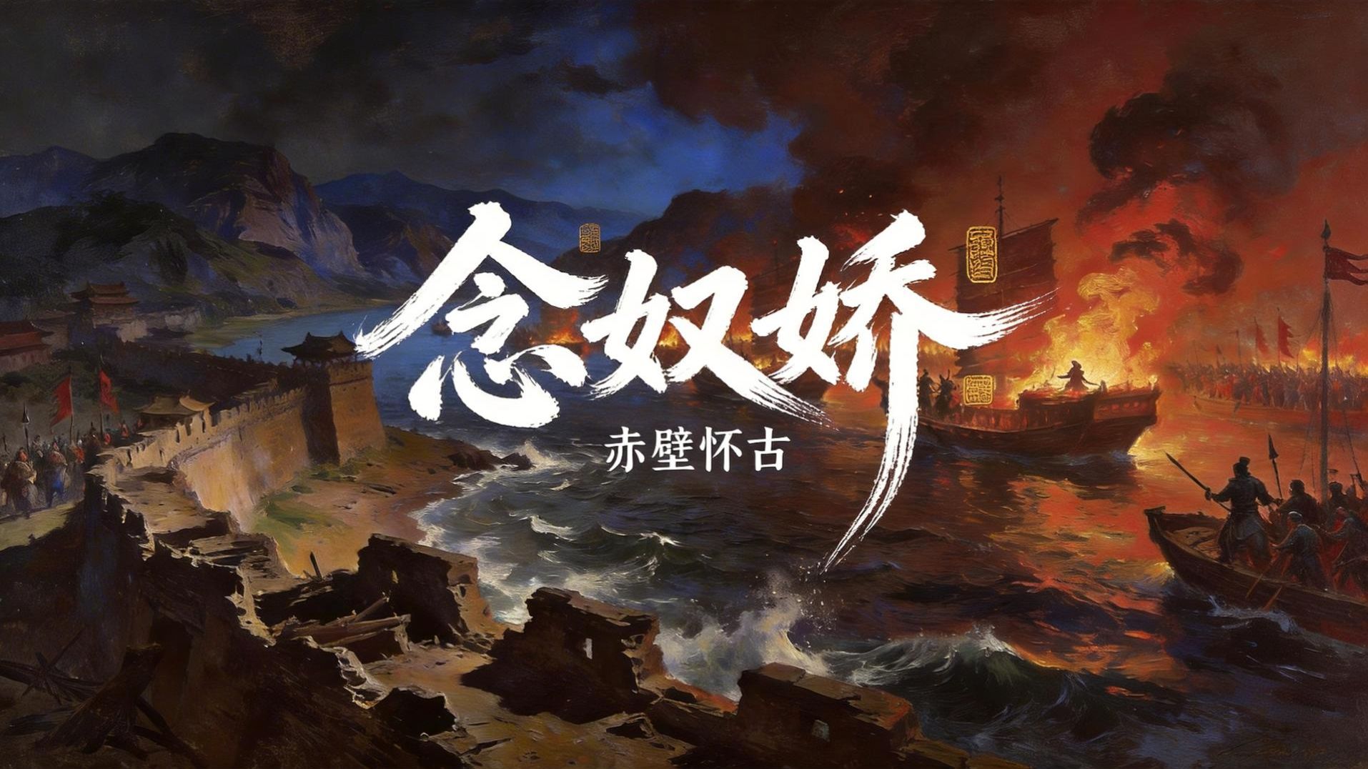 【念奴娇・赤壁怀古-苏轼】大江东去，千古风流，赤壁怀古，江山如画，大江淘尽英雄，一阕赤壁豪情