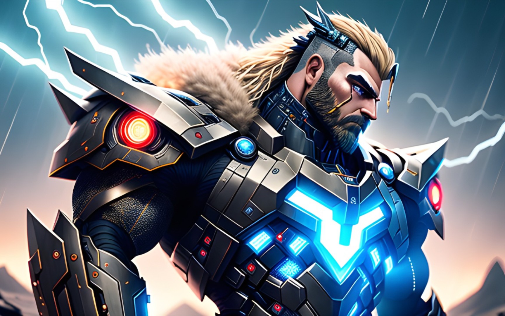 【赛博朋克】假如雷神thor是一台机甲,电闪雷鸣,噼里啪啦