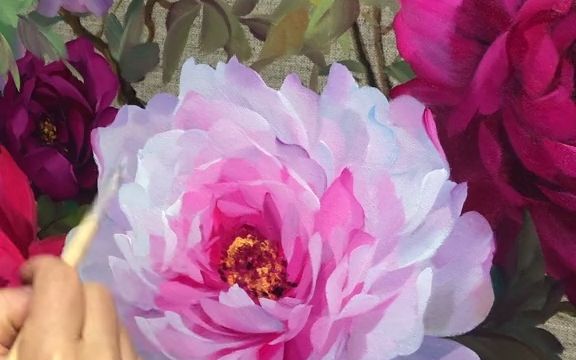 【油画】许碧欣 牡丹油画._哔哩哔哩_bilibili