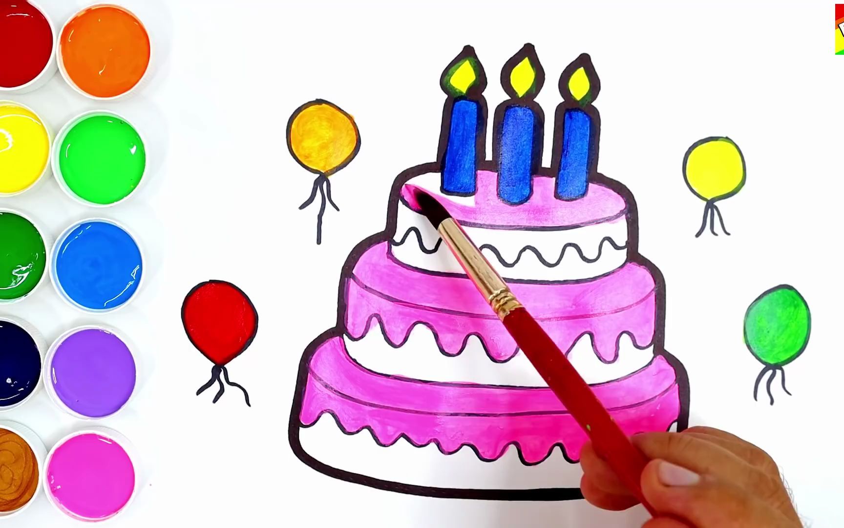 【简笔水彩画】教你画生日蛋糕然后上色~超级简单的绘画,一看就会!