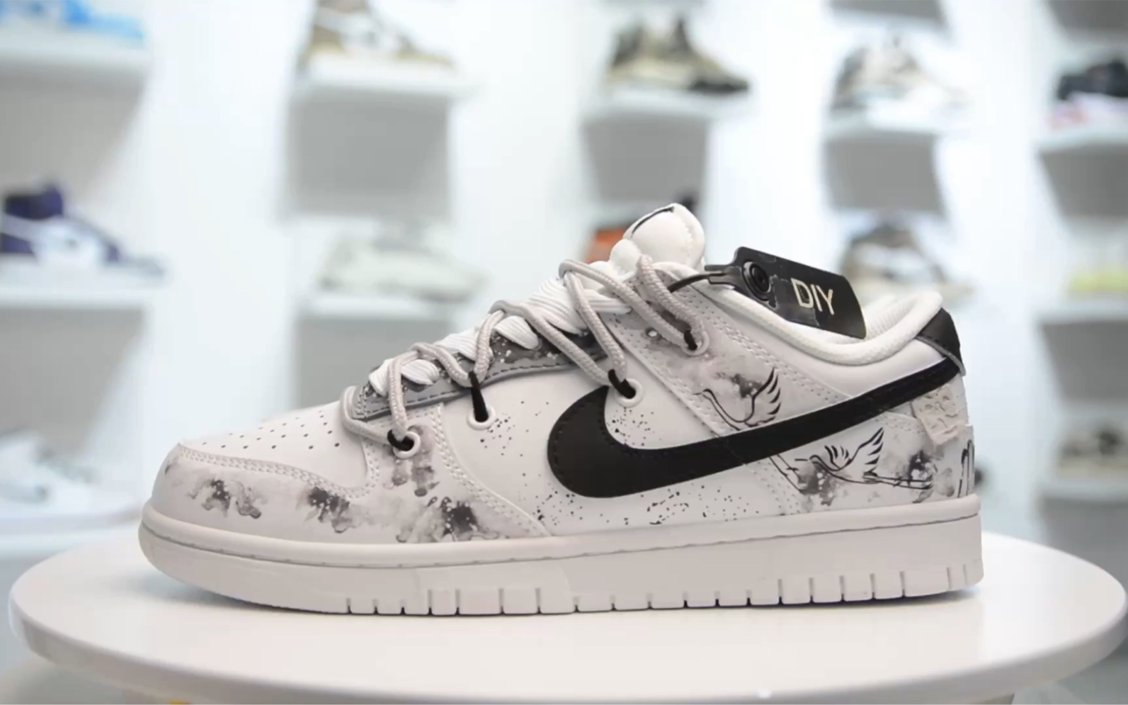 【权威实拍】nike dunk low 中国风 水墨丹青 达芬奇定制 黑白灰