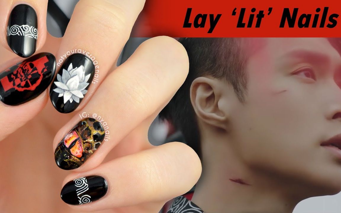 [图]LAY '莲 (Lit)'概念美甲【notyouraveragenails】