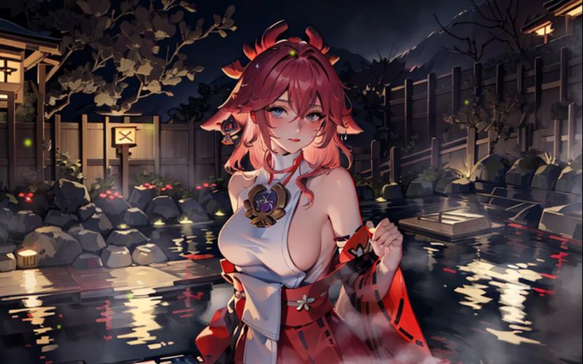 八重神子:稻妻的温泉挺不错的,不来试试吗?