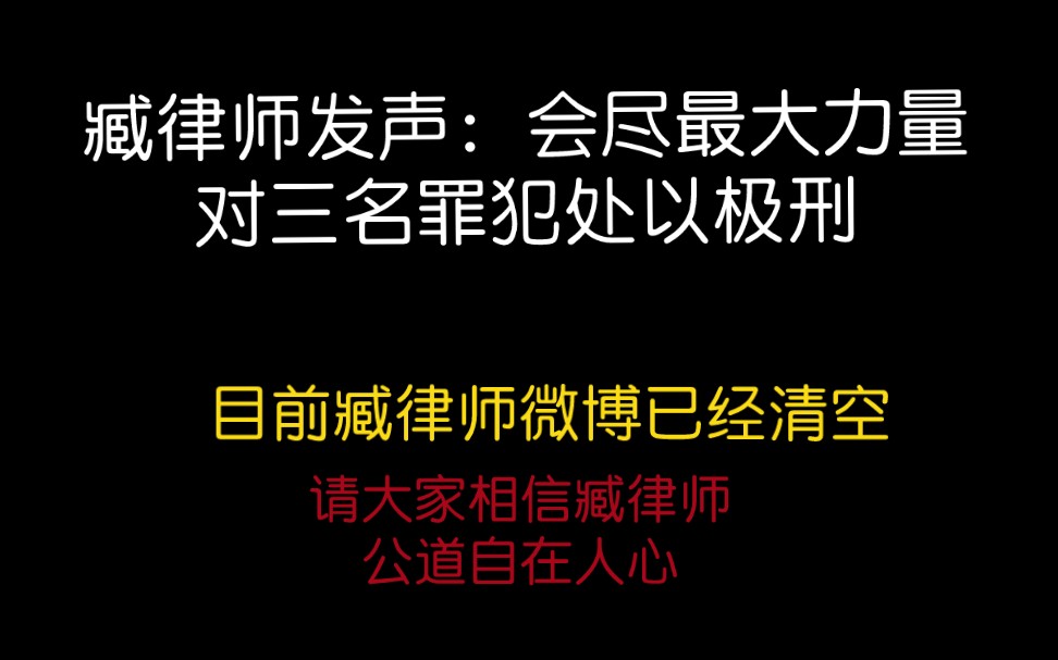 最新进展:臧律师发声会尽最大的力量让三名罪犯处以极刑哔哩哔哩bilibili