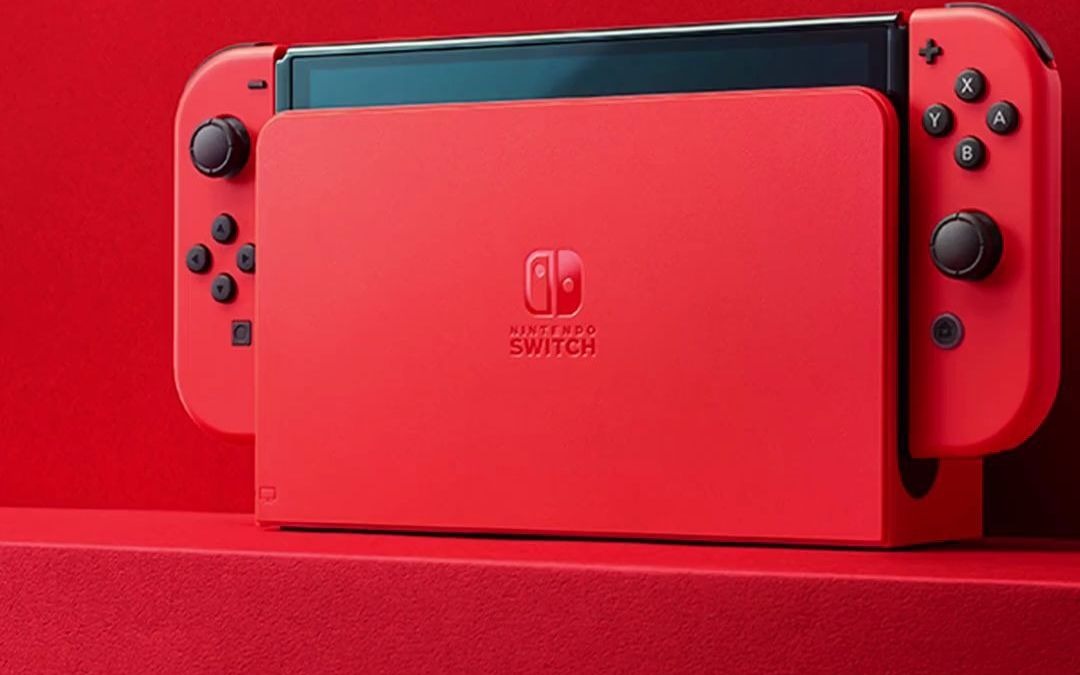 61_经典马力欧红色配色的nintendo switch (oled版) 主机,10月6日