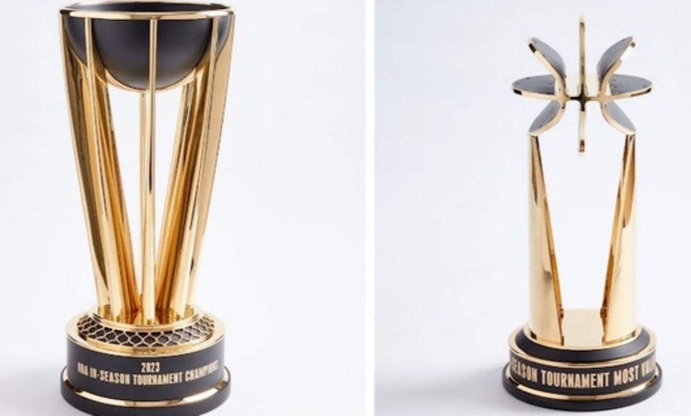 帅气十足!nba官方发布季中锦标赛冠军,锦标赛mvp奖杯照