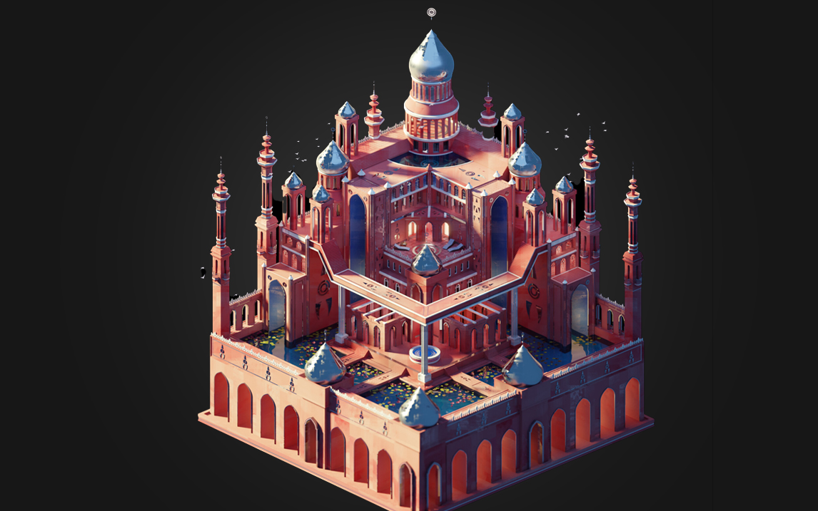 3dmax建模卡通风格城堡max场景建模