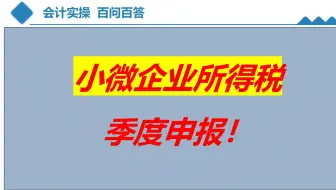 小微企业所得税季度申报