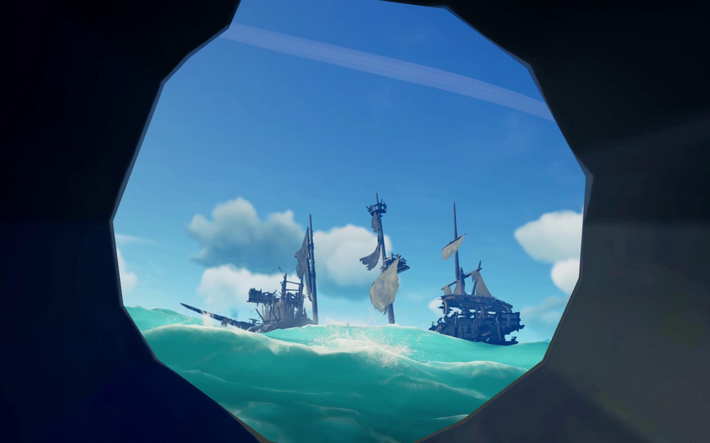 【盗贼之海】两人小船第一次挑三帆骷髅船的时候.