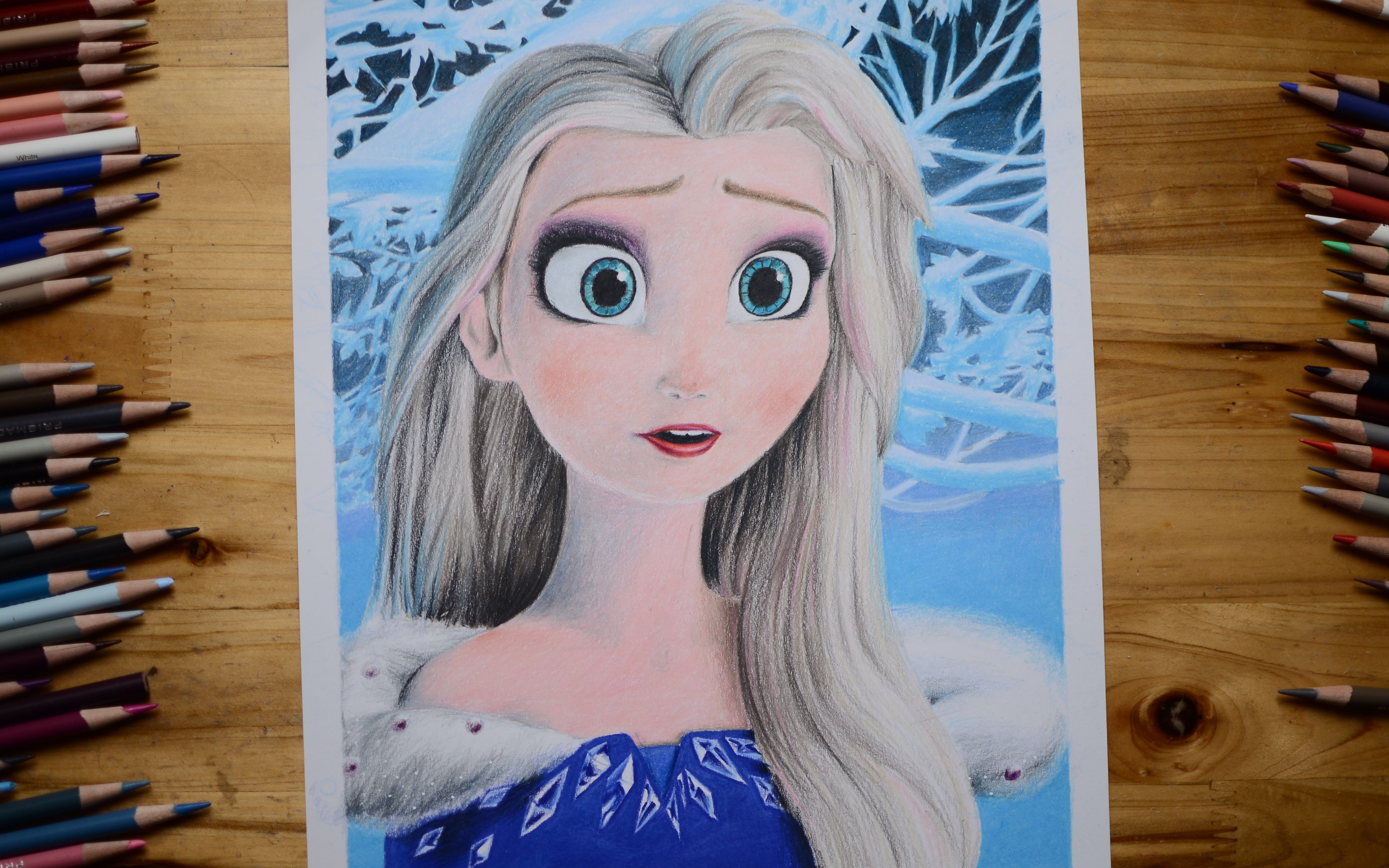 【艾莎-彩铅手绘】【冰雪奇缘】画10个小时左右_哔哩哔哩_bilibili