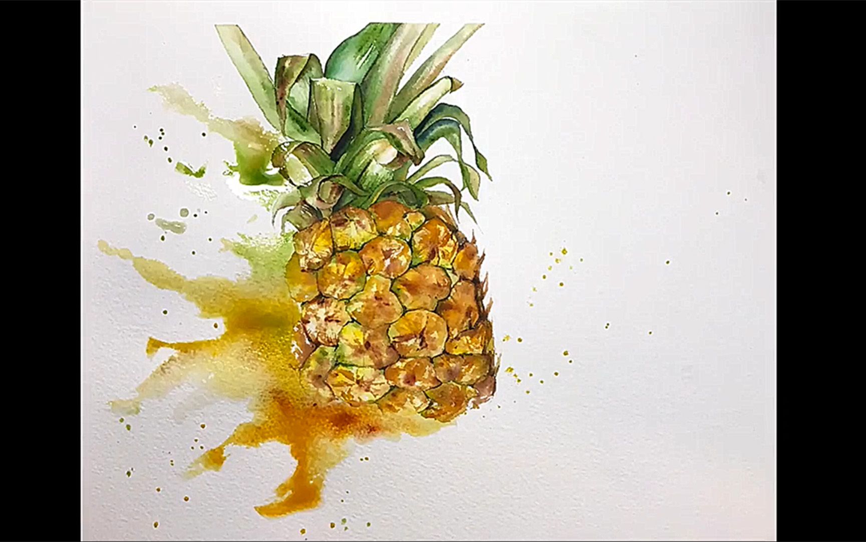 【水彩】菠萝水彩绘画示范, maria raczynska分享 
